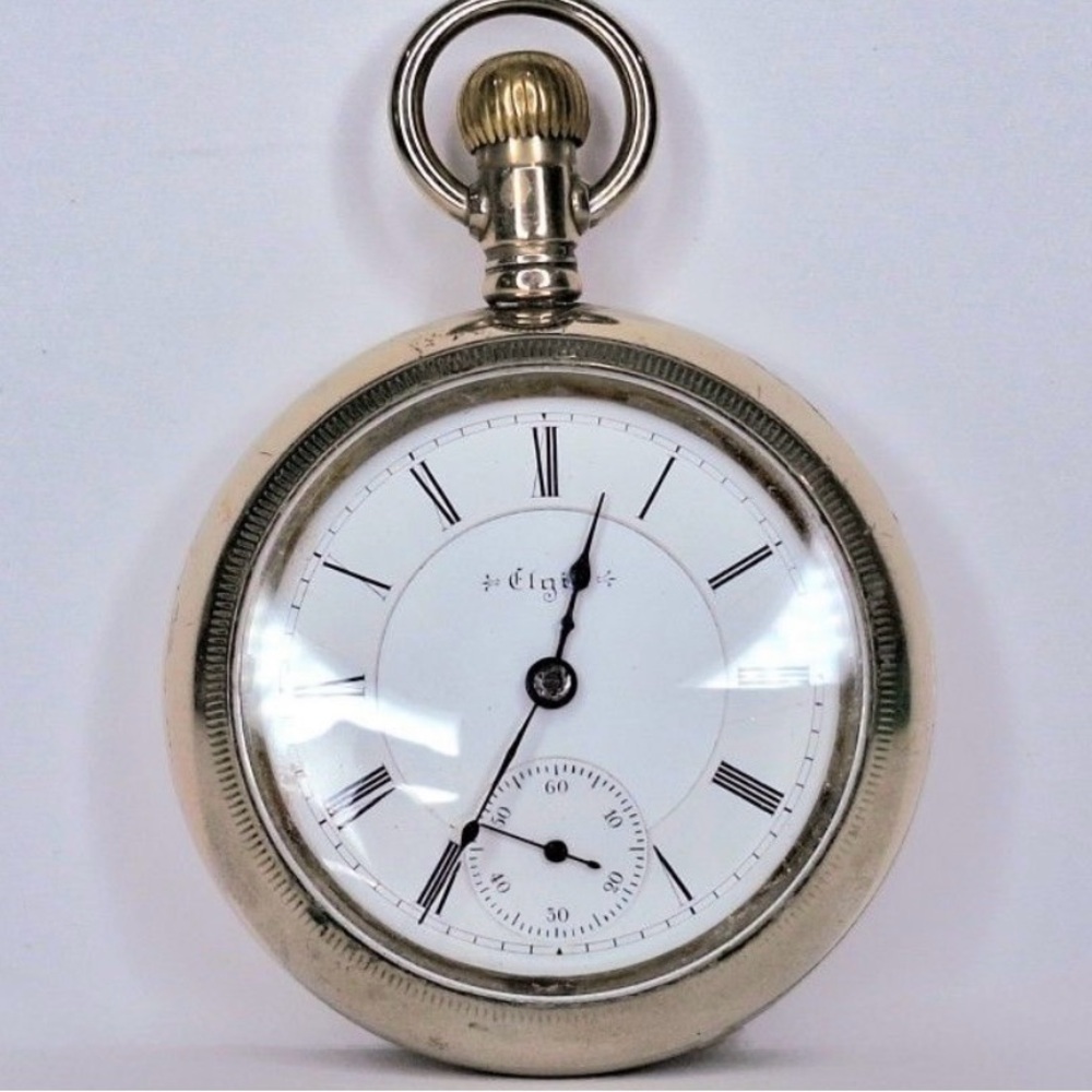Antique 1913 Elgin National Watch Co. Silver Pocket Watch